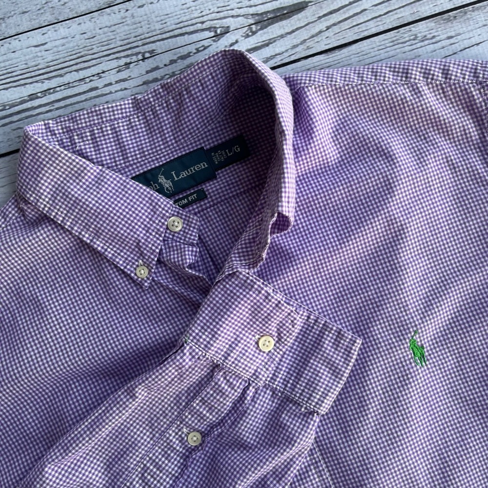 Ralph Lauren Men's Gingham Pony Logo Button Down Shirt Preppy Classic Fit Size L
